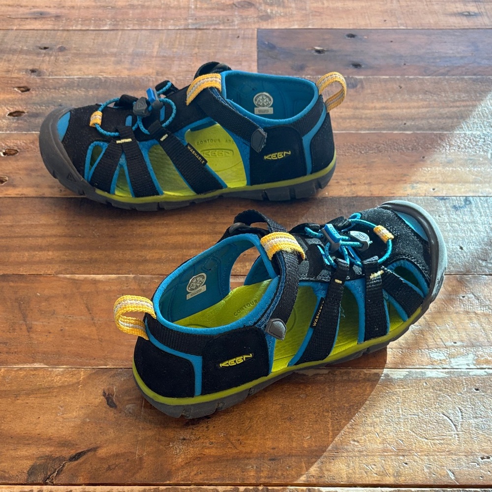 Keen Kids' Black and Blue Sandals with Yellow Accents - Picture 3 of 7
